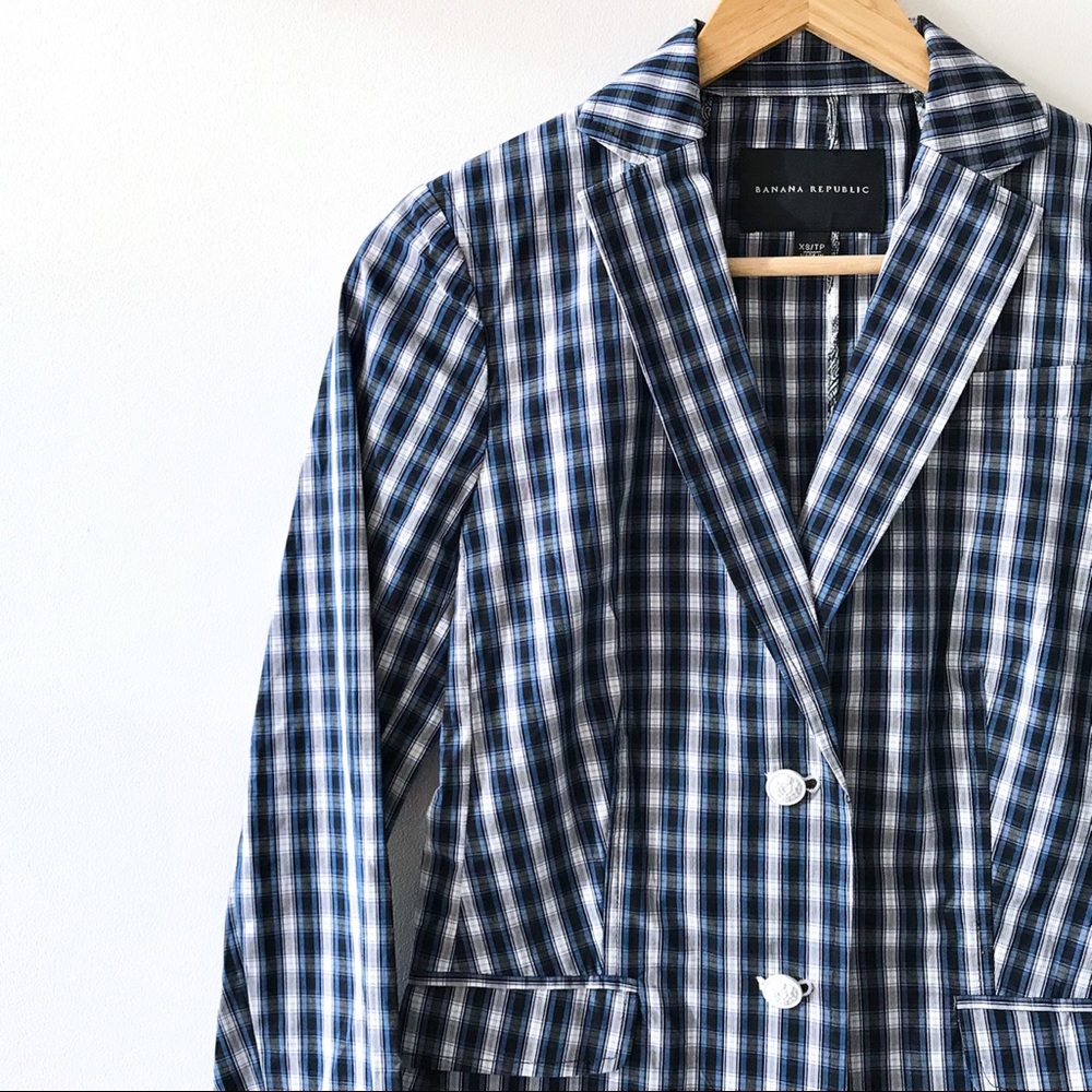 NEW Banana Republic Poplin Plaid Blazer